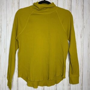 Everlane Mustard Cowl Neck Thermal Top